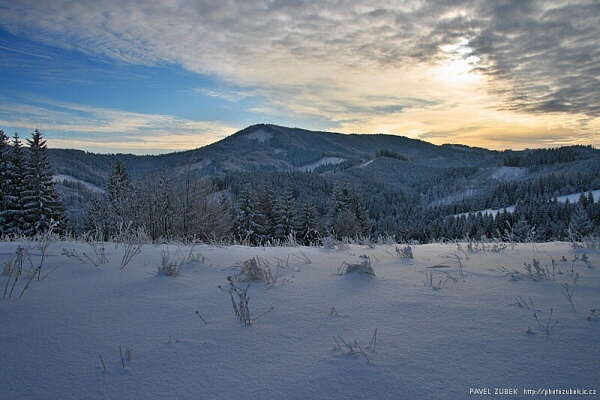 Sto�ek a zimn� obloha nad n�m