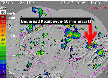 Radarov mapa bouek z tohoto obdob